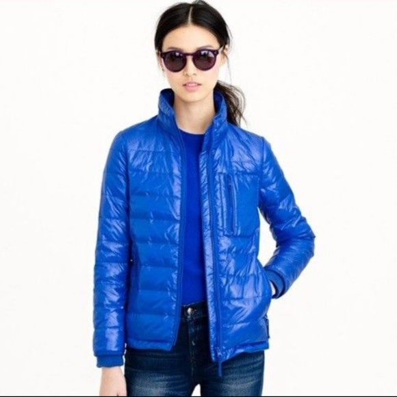 J CREW Lightweight Puffer Jacket S NWT $188 REGAL BLUE - Picture 1 of 8